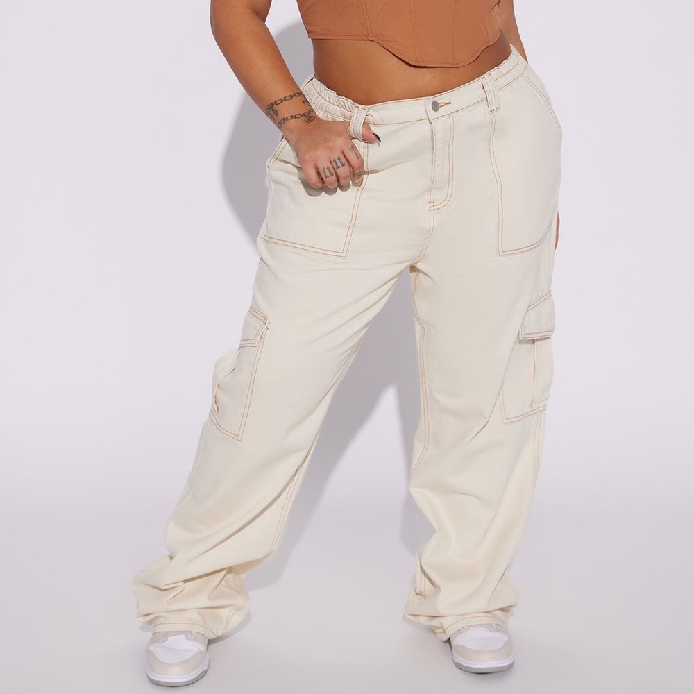 Plus Size Fashion Nova Wide Leg Cargo Carpenter Jeans